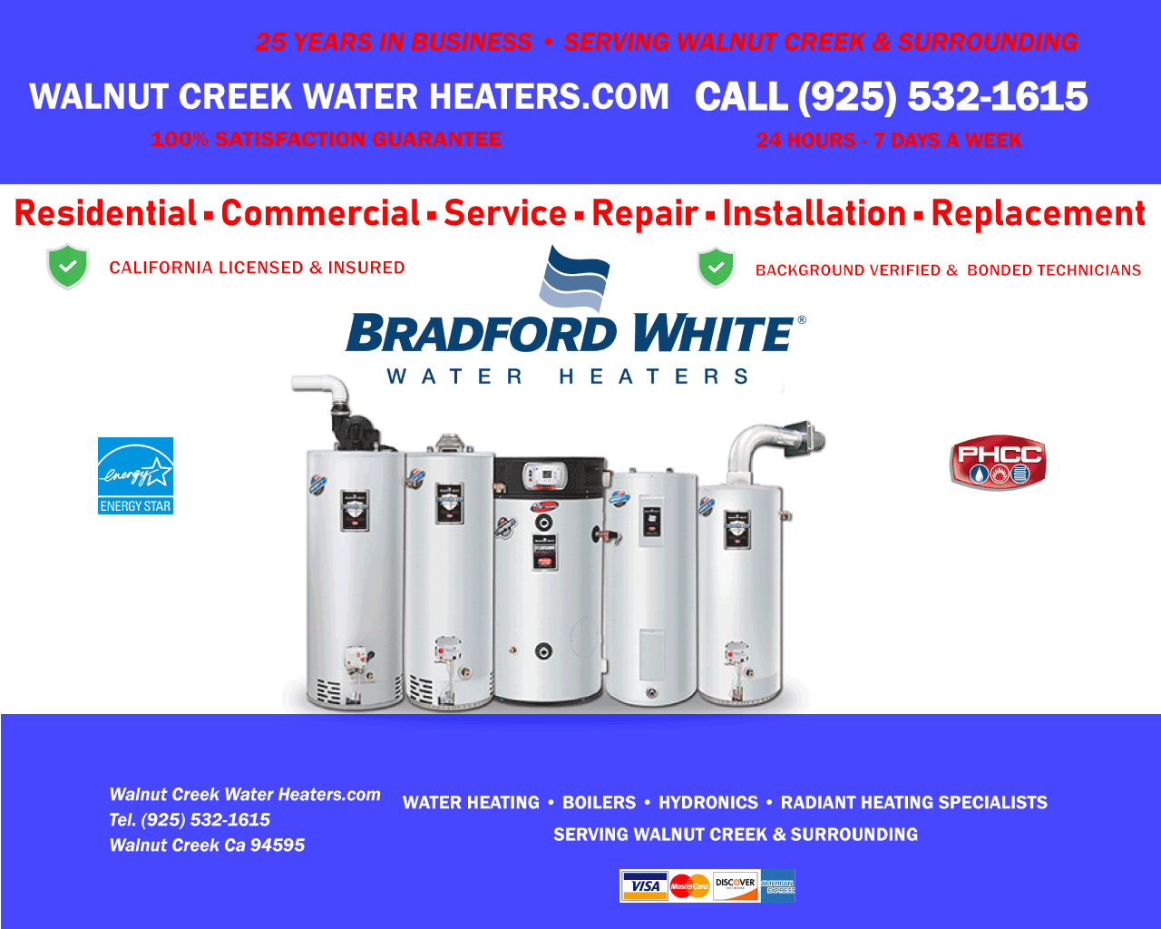 Walnut Creek Water Heaters Bradford White